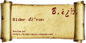 Bider Áron névjegykártya